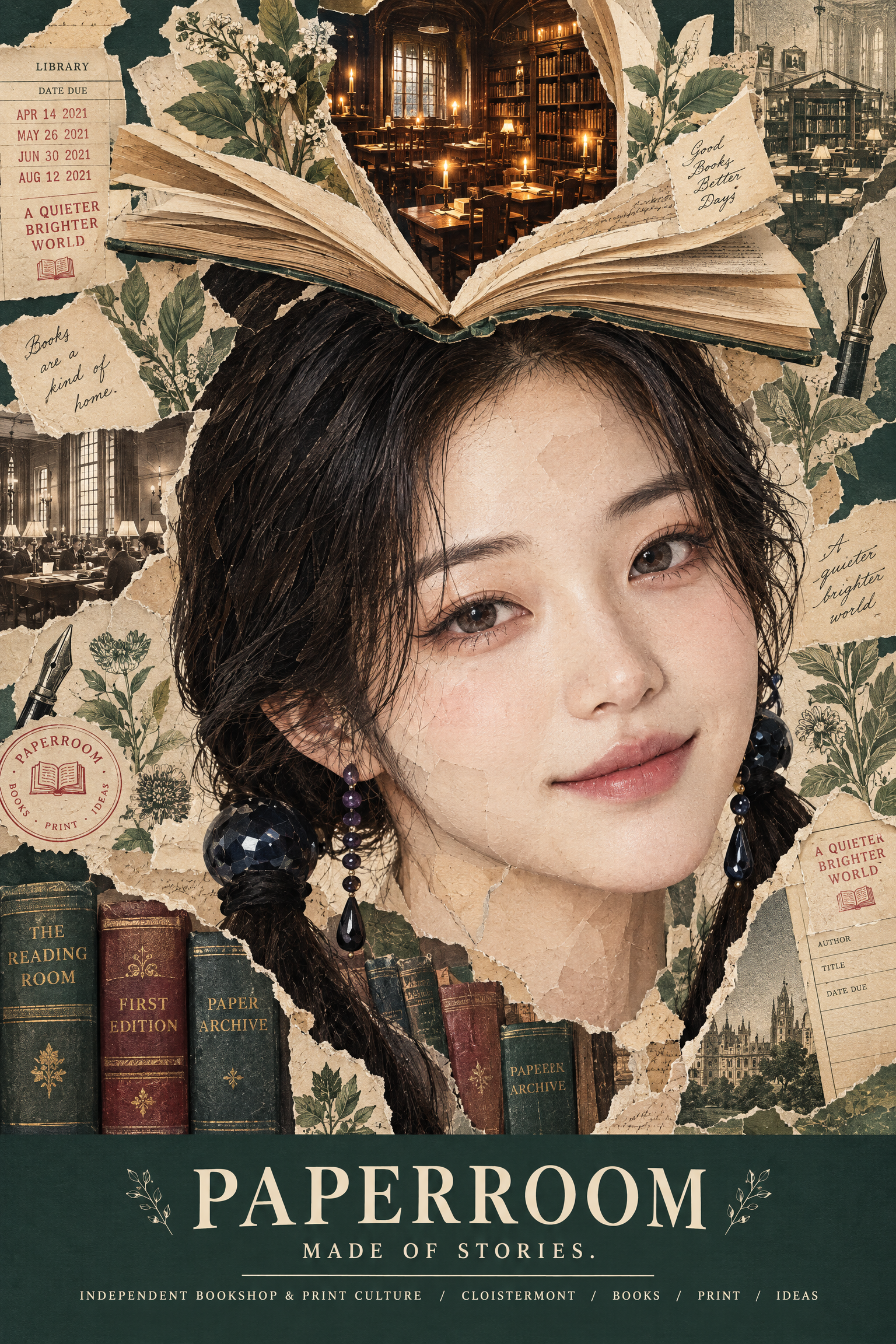 v1 PAPERROOM 고서와 열람실 콜라주 포스터