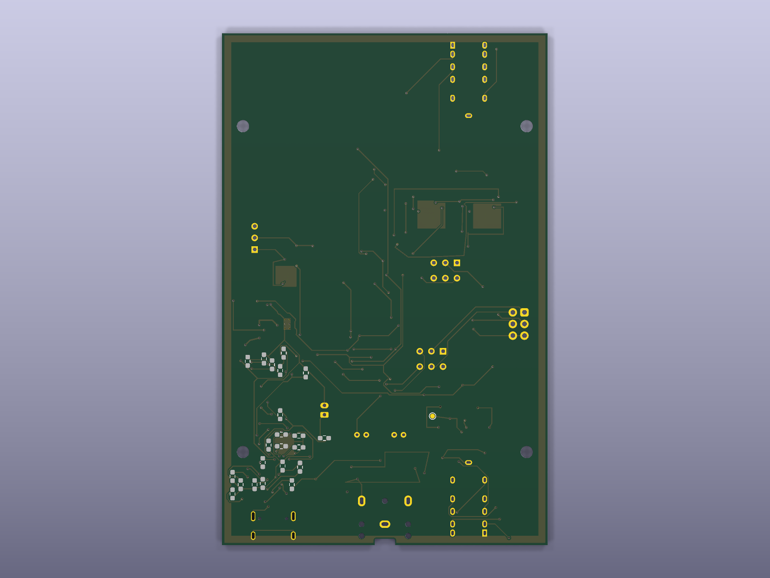 AMP44 Rev C Stage 3 PCB 뒷면 실제 KiCad 렌더